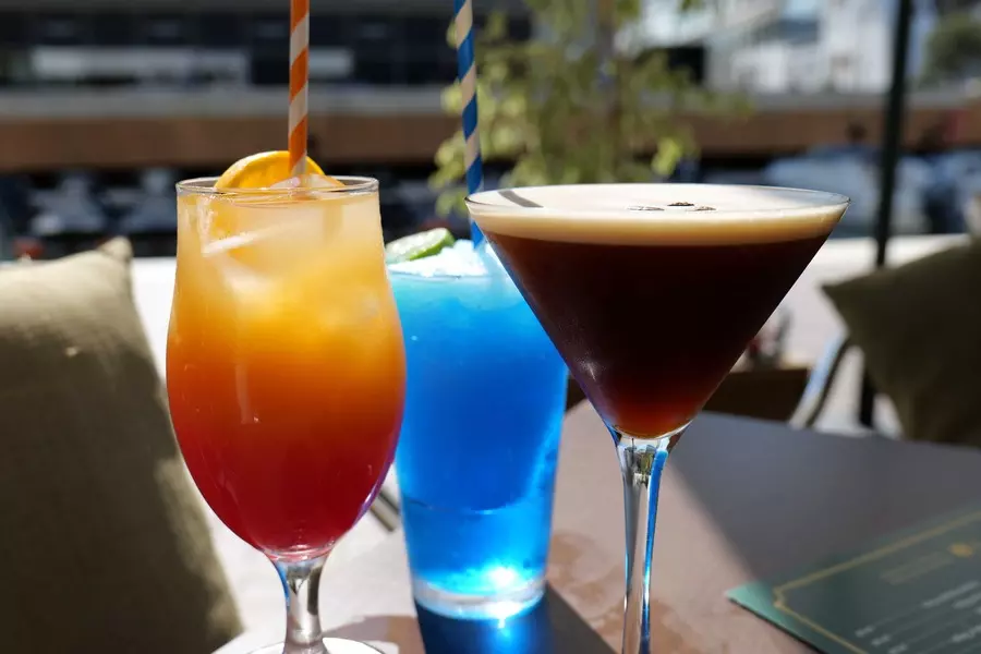 Blue Lagoon, Sex on The Beach and an Esperesso Martini cocktail in a group