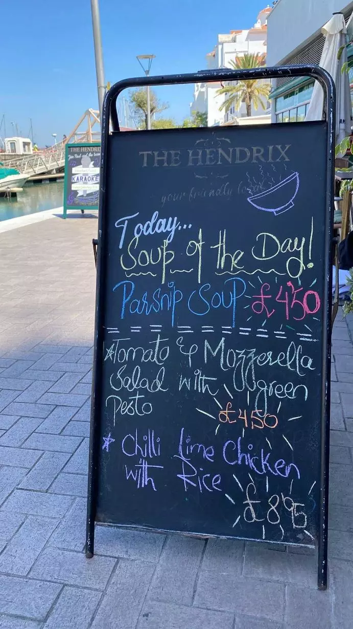 The Hendrix daily specials board outside