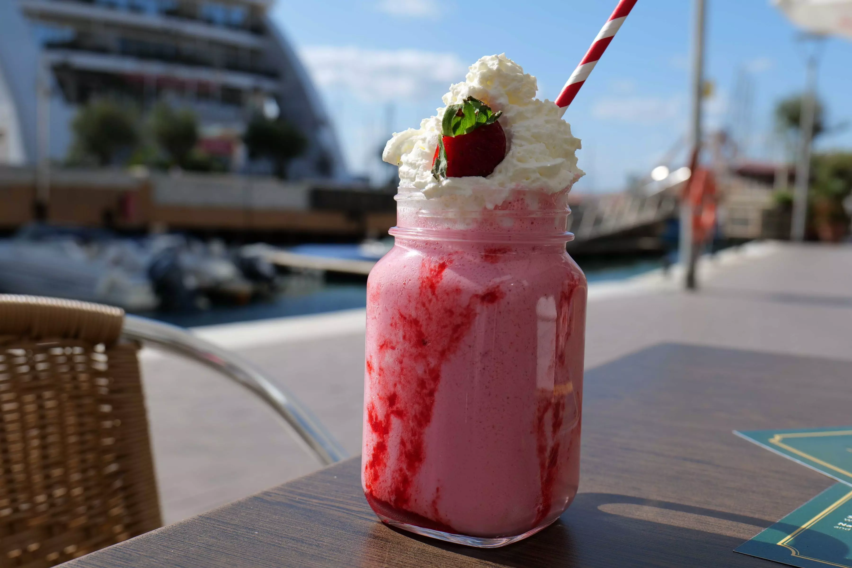 Strawberry milkshake with cream